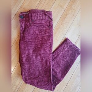 Free People Burgundy Pattered Jeans Pants